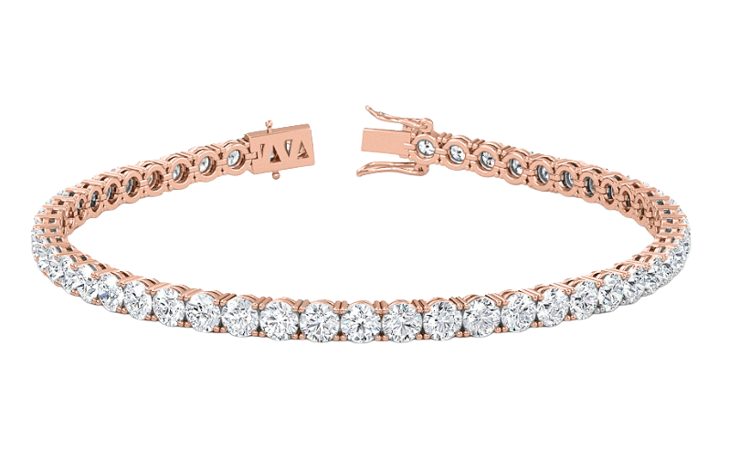 4.07CT Natural Diamond Tennis Bracelet 4 Prong 14k Rose Gold