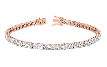 4.07CT Natural Diamond Tennis Bracelet 4 Prong 14k Rose Gold