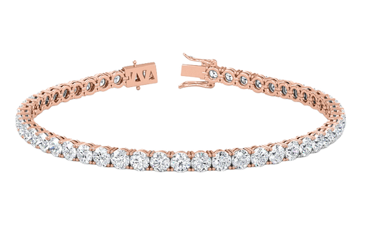 4.07CT Natural Diamond Tennis Bracelet 4 Prong 14k Rose Gold