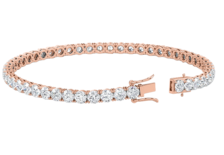4.07CT Natural Diamond Tennis Bracelet 4 Prong 14k Rose Gold