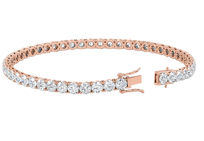 4.07CT Natural Diamond Tennis Bracelet 4 Prong 14k Rose Gold