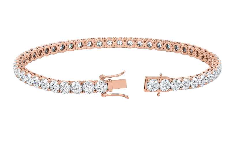 4.07CT Natural Diamond Tennis Bracelet 4 Prong 14k Rose Gold