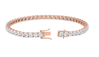 4.07CT Natural Diamond Tennis Bracelet 4 Prong 14k Rose Gold