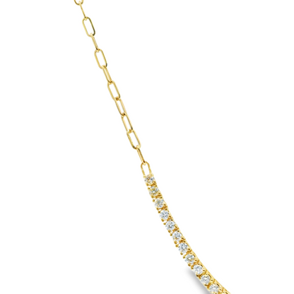 3.15CT Diamond 4 Prong Half Way Tennis 14k Yellow Gold Necklace