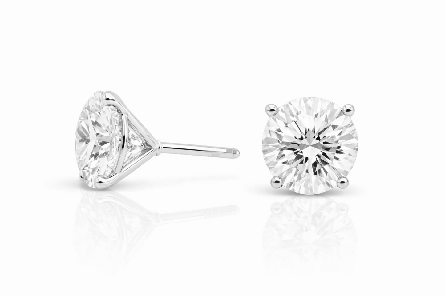 Lab Grown Diamond Martini Stud Earrings IGI Certified 14K Gold Round Diamond Studs| VVS Clarity D Color