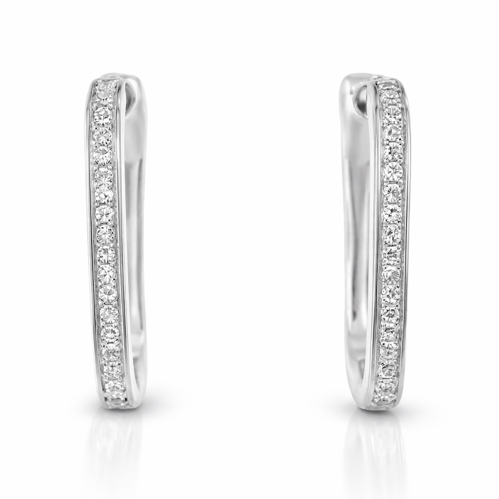 0.16CT Diamond with Turquoise Enamel 14k White Gold Earring