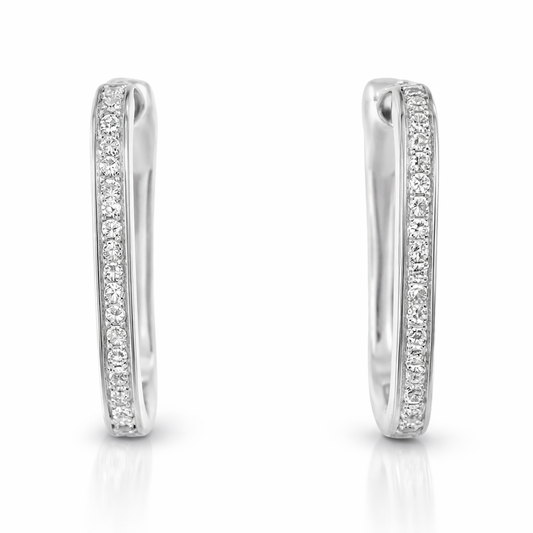 0.16CT Diamond with Turquoise Enamel 14k White Gold Earring