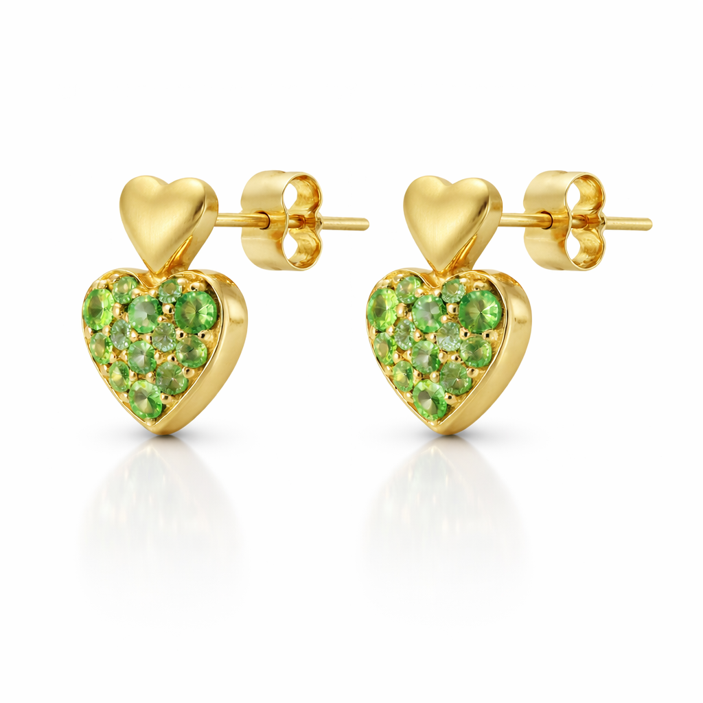 0.64CT Green Sapphire 14k Yellow Gold Earring