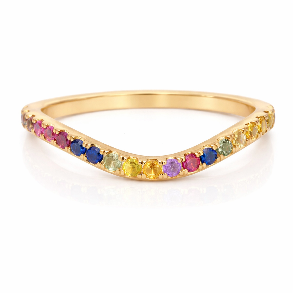 0.35CT Mixed Sapphire 14k Yellow Gold Ring