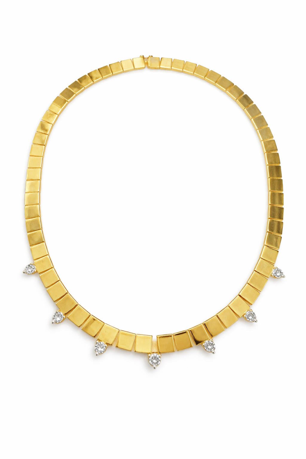 1.75CT Diamond and Plain Gold 14k Yellow Gold Necklace