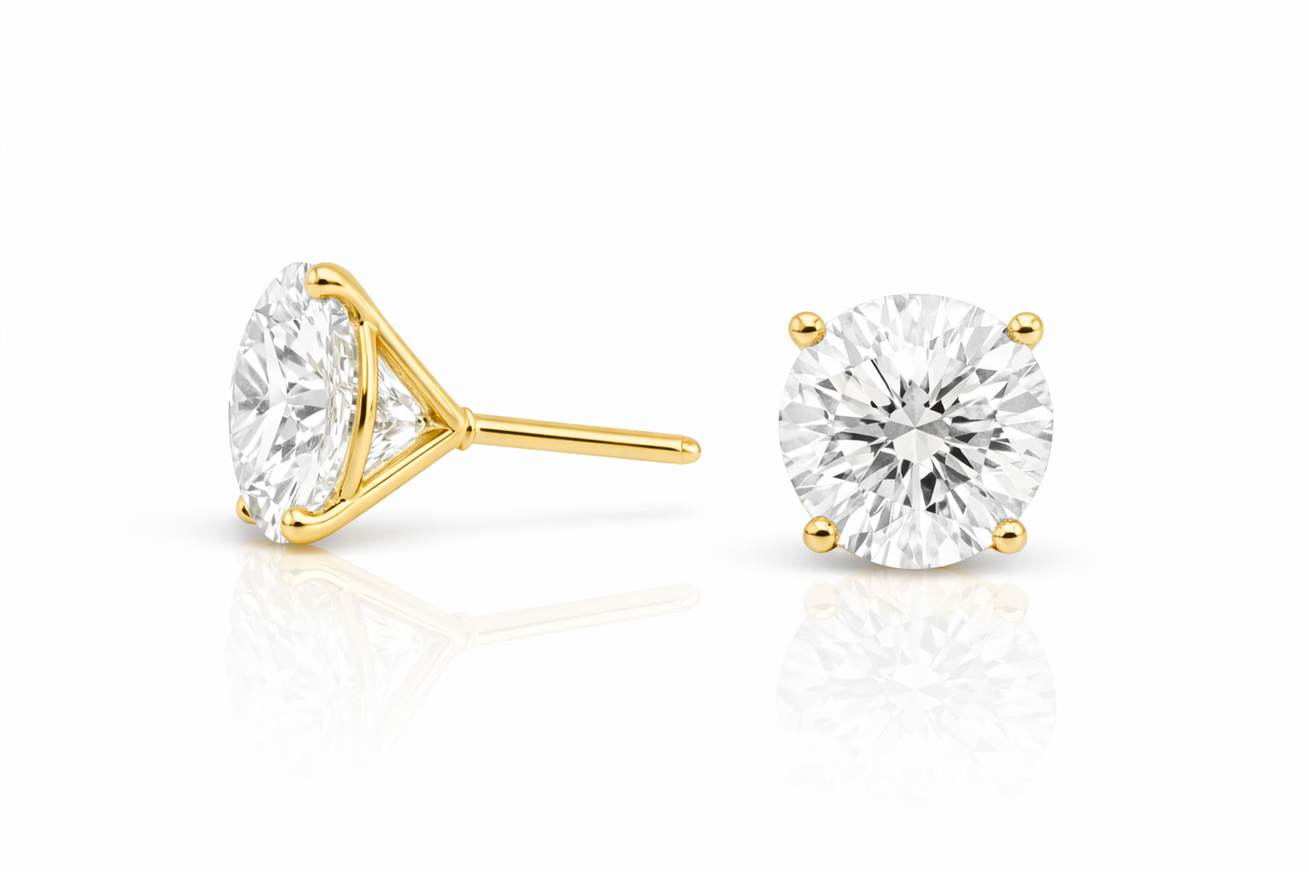 Lab Grown Diamond Martini Stud Earrings IGI Certified 14K Gold Round Diamond Studs| VVS Clarity D Color