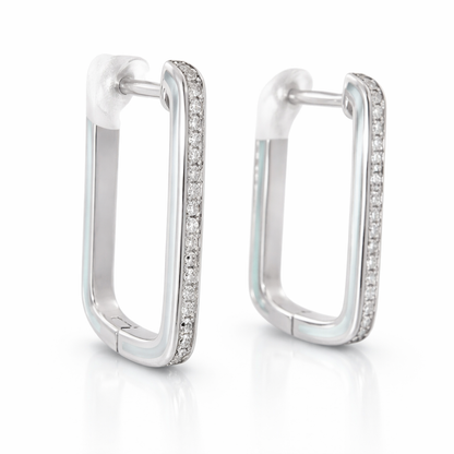 0.16CT Diamond with Turquoise Enamel 14k White Gold Earring