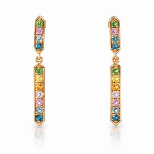 0.35CT Mixed Sapphire 14k Rose Gold Earring