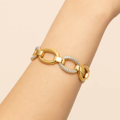 3.41ct Diamond Chain Link Bracelet 14k Yellow