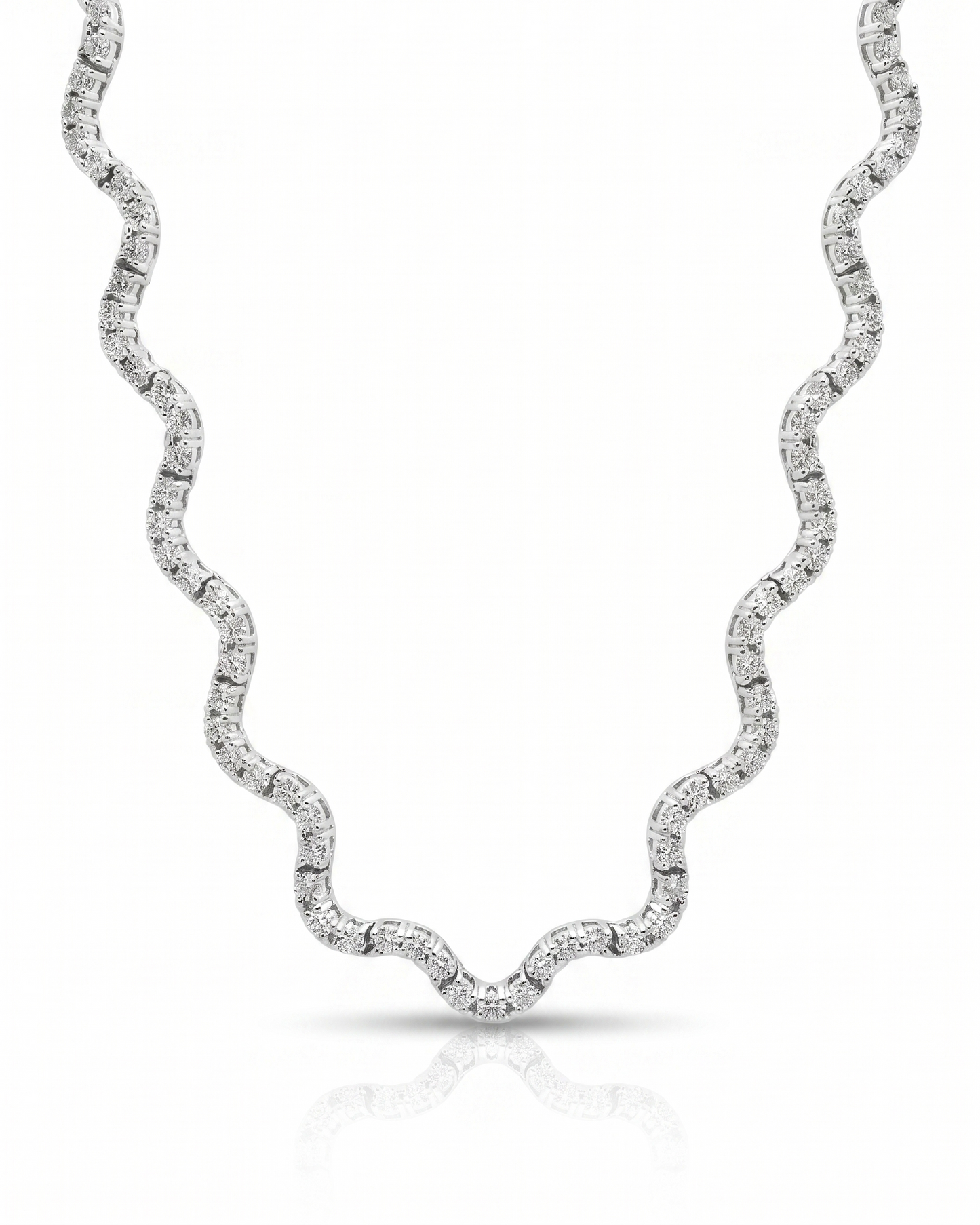 5.00CT Diamond Wavy Tennis Necklace 14k White Gold