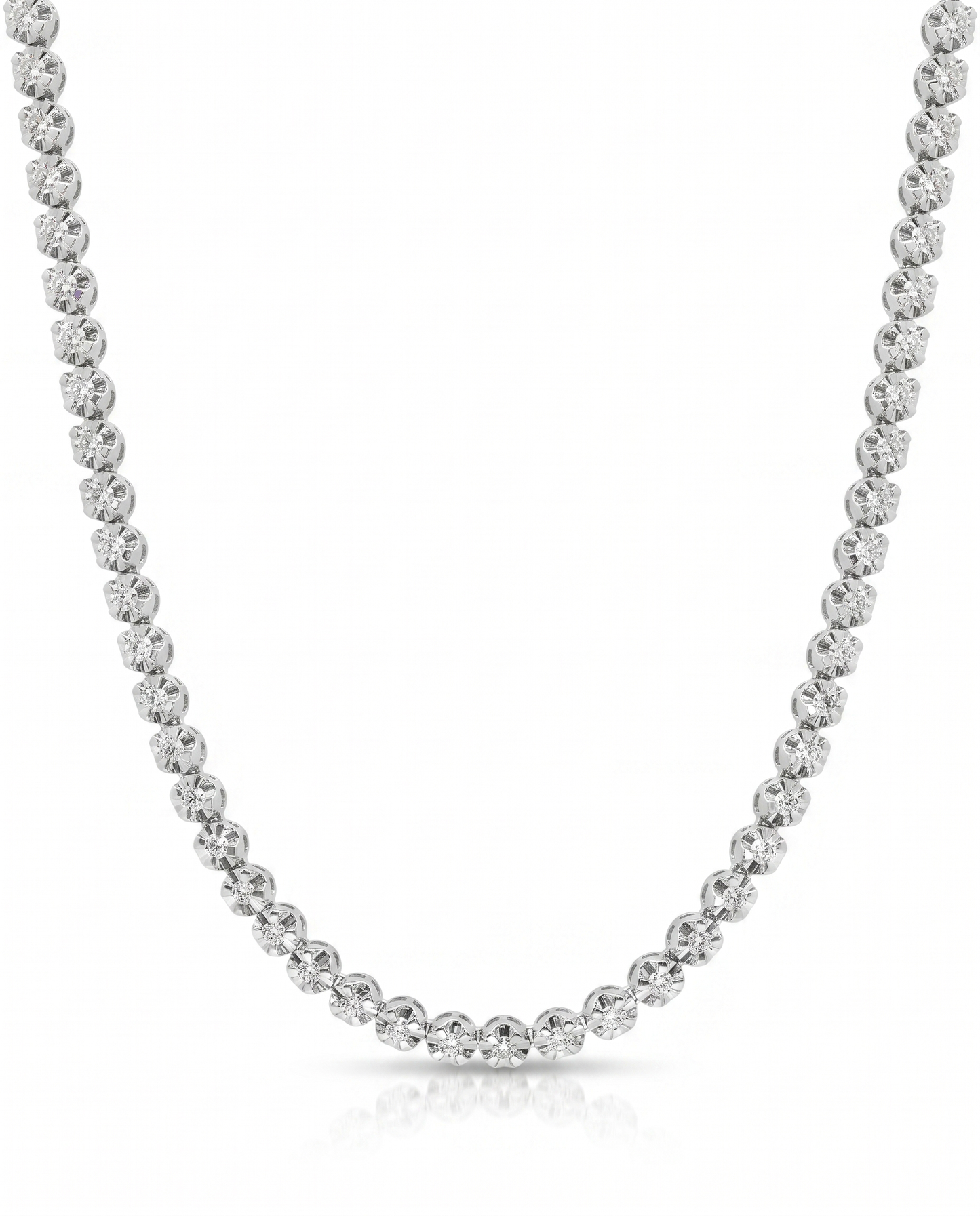 3.48CT Diamond Buttercup Tennis 14K White Gold Necklace