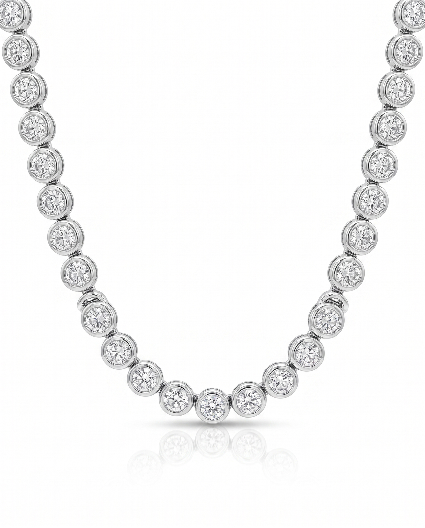 6.68CT Diamond Bezel Tennis 14k White Gold Necklace