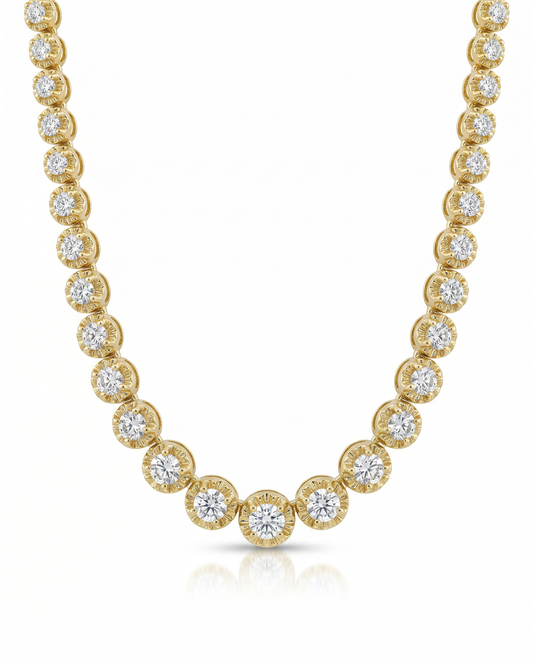 4.87CT Diamond Buttercup Tennis 14K Yellow Gold Necklace