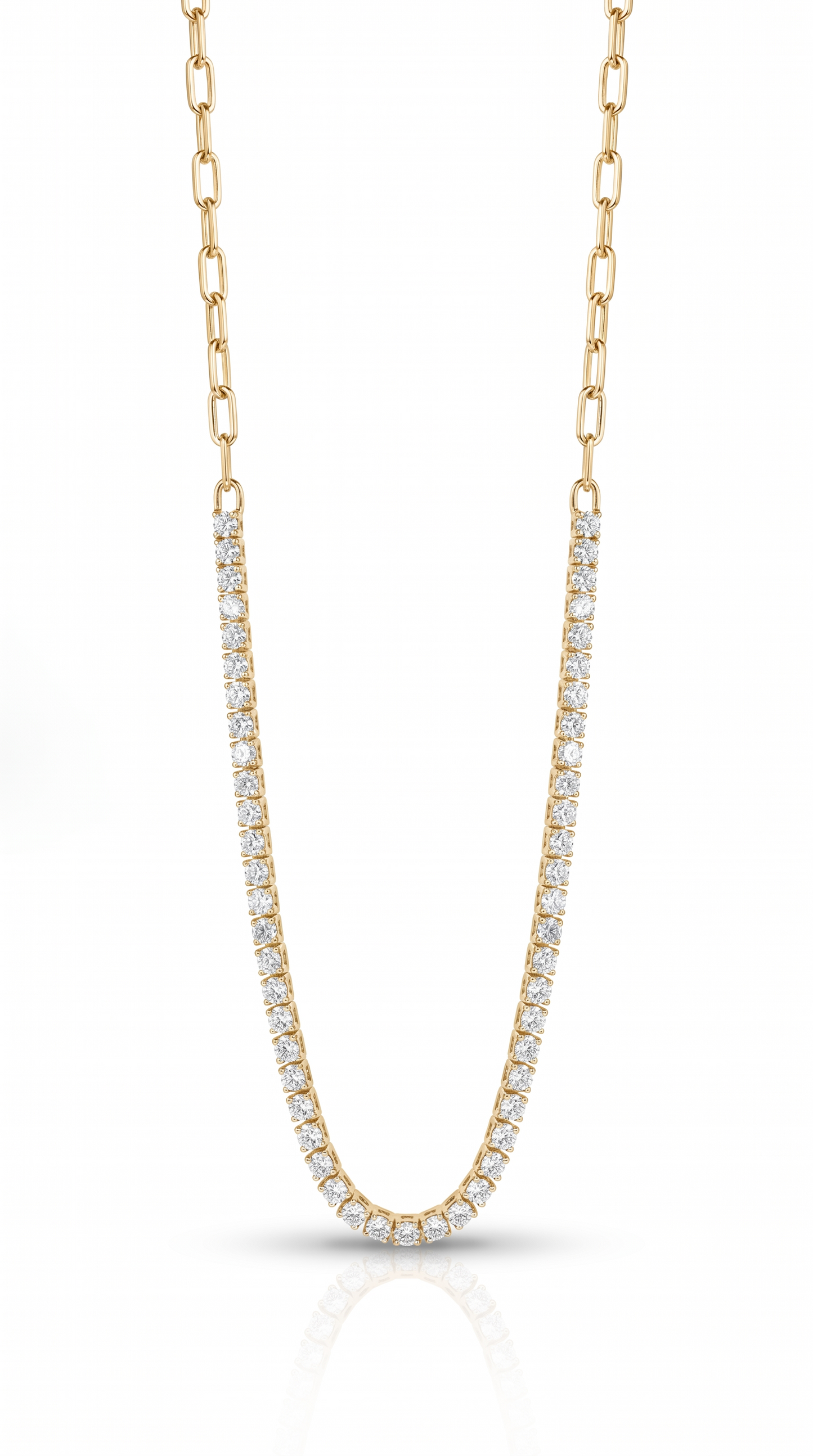 5.85CT Diamond 4 Prong Half Way Tennis 14k Yellow Gold Necklace