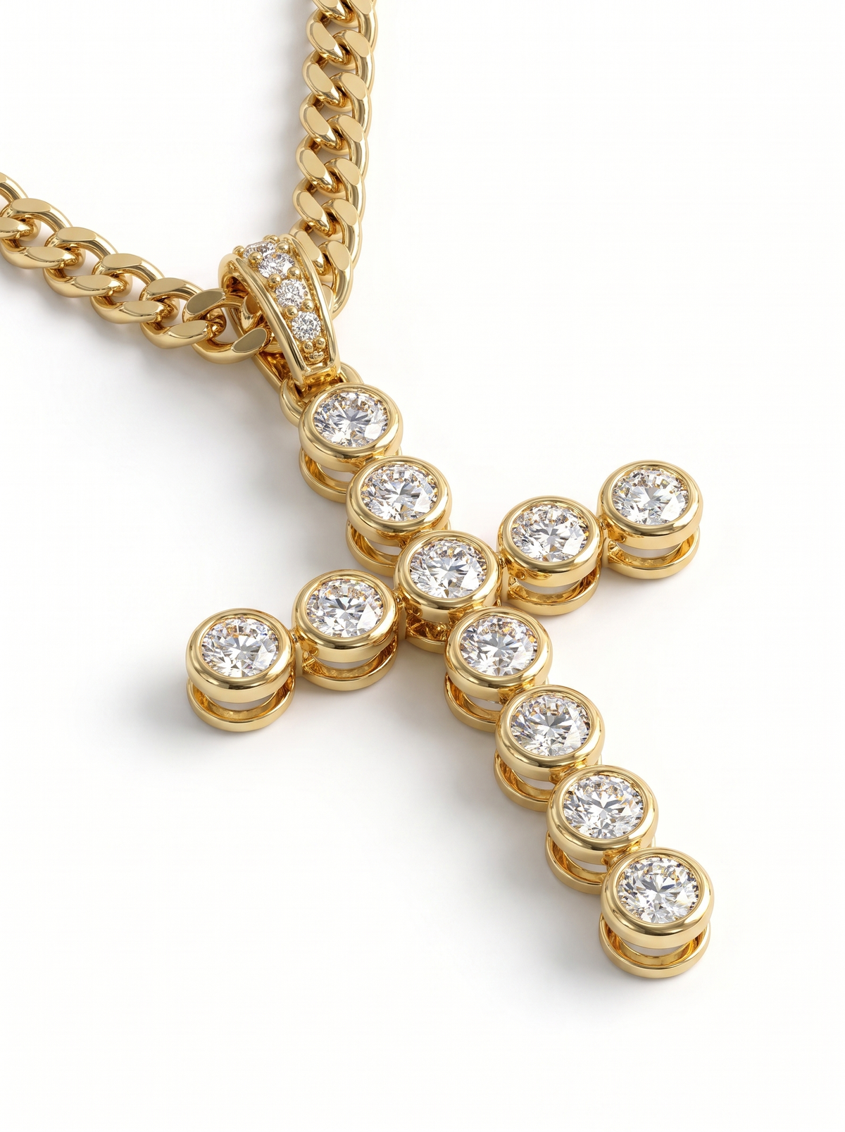 2.79CT Natural Diamond Cross Pendant 14k Yellow Gold