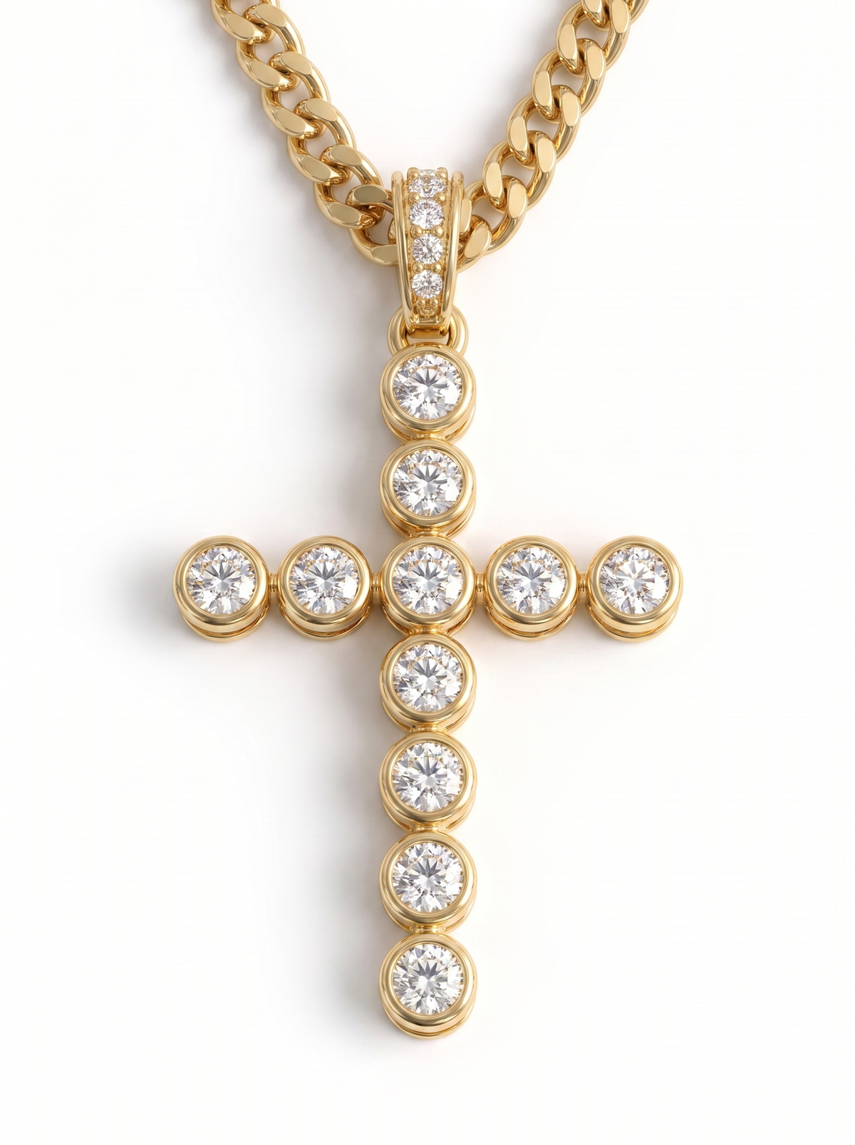 2.79CT Natural Diamond Cross Pendant 14k Yellow Gold