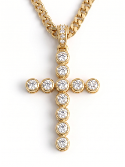 2.79CT Natural Diamond Cross Pendant 14k Yellow Gold
