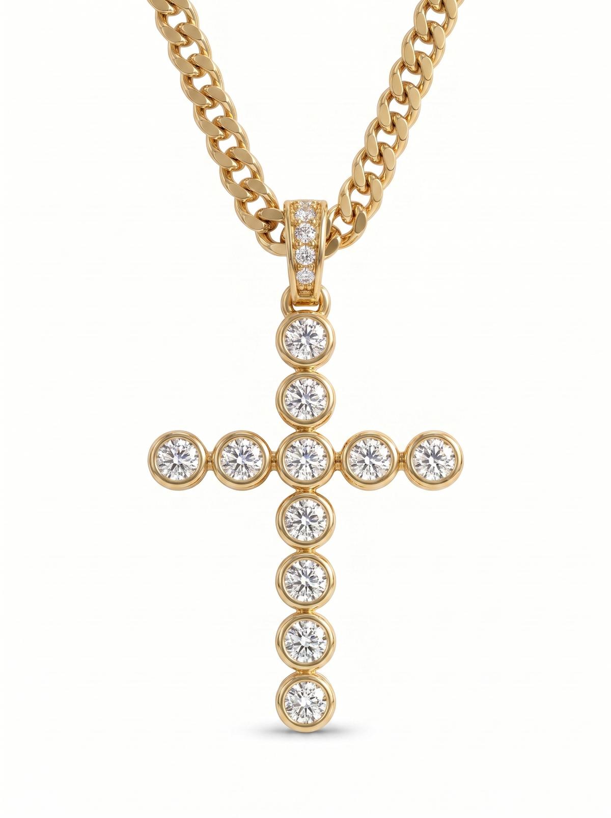 2.79CT Natural Diamond Cross Pendant 14k Yellow Gold