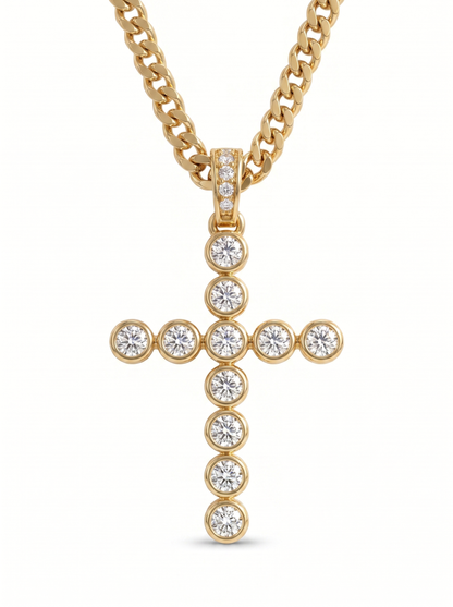 2.79CT Natural Diamond Cross Pendant 14k Yellow Gold