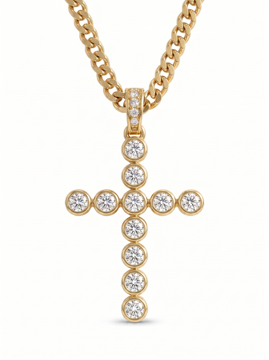 2.79CT Natural Diamond Cross Pendant 14k Yellow Gold