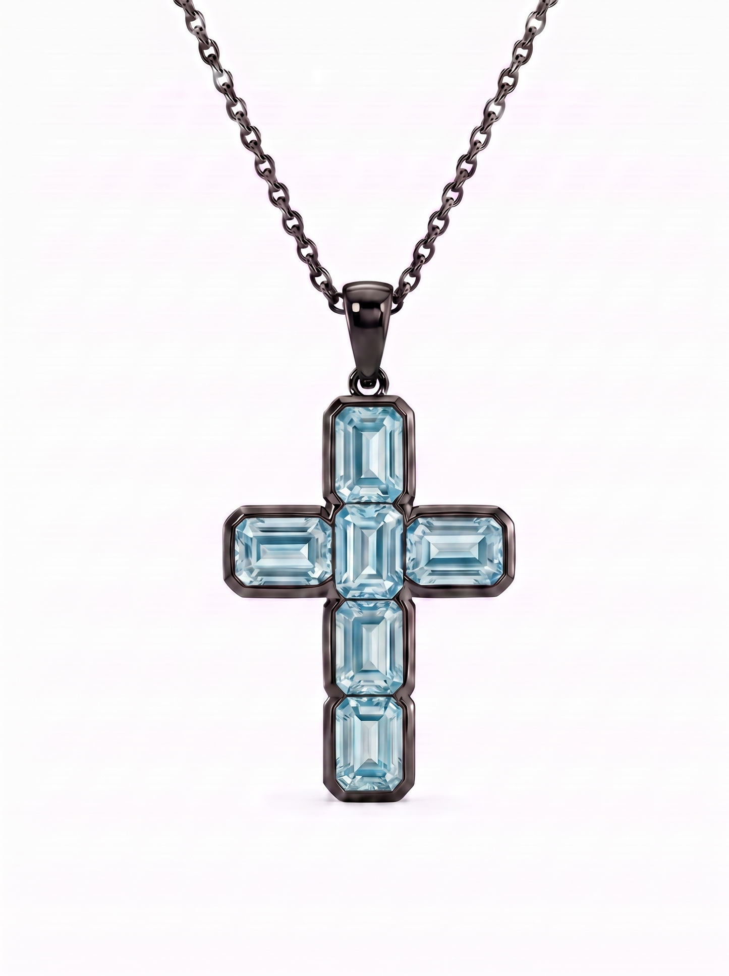 Blue Sapphire Cross Pendant 14k Gold — Blue Obsidian