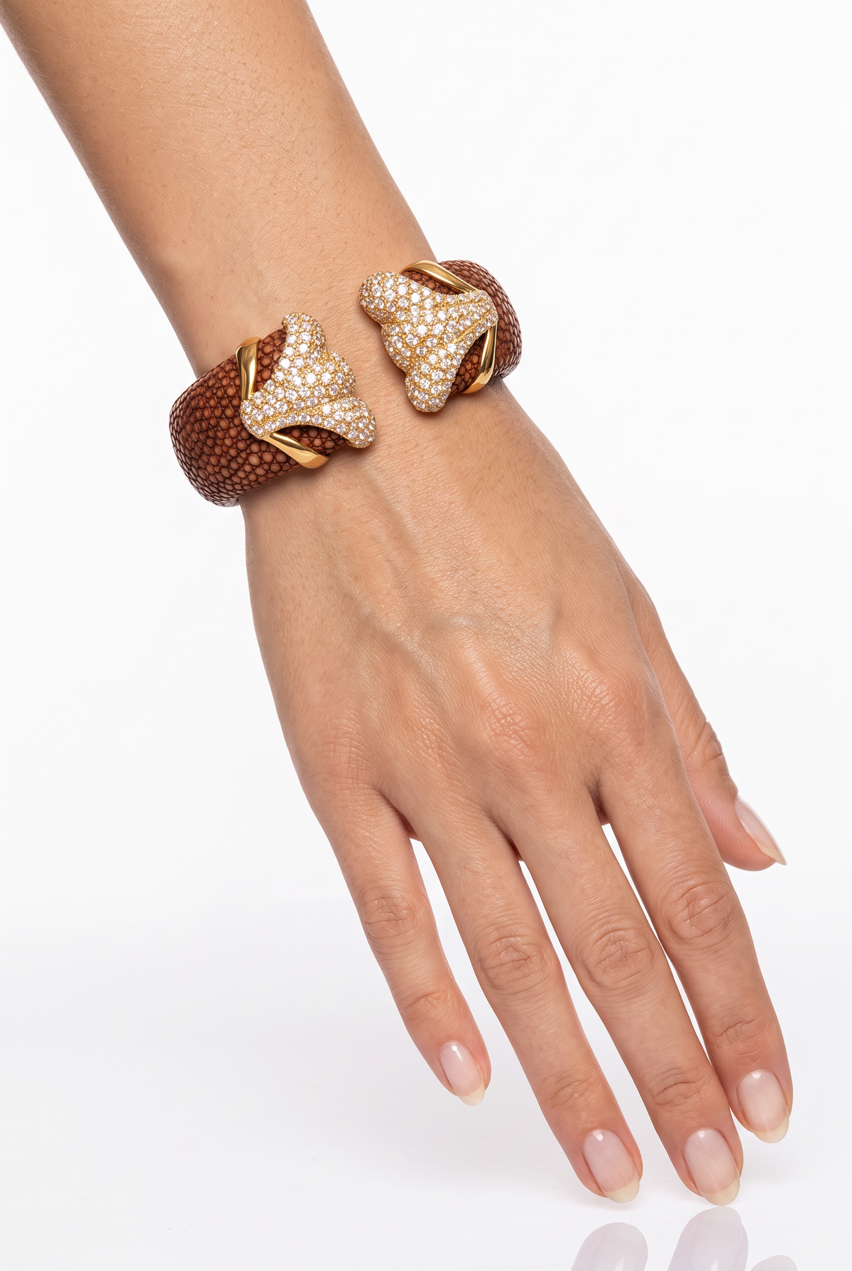 Stingray Cuff Bangle 2.82CT Diamond 14K Yellow Gold
