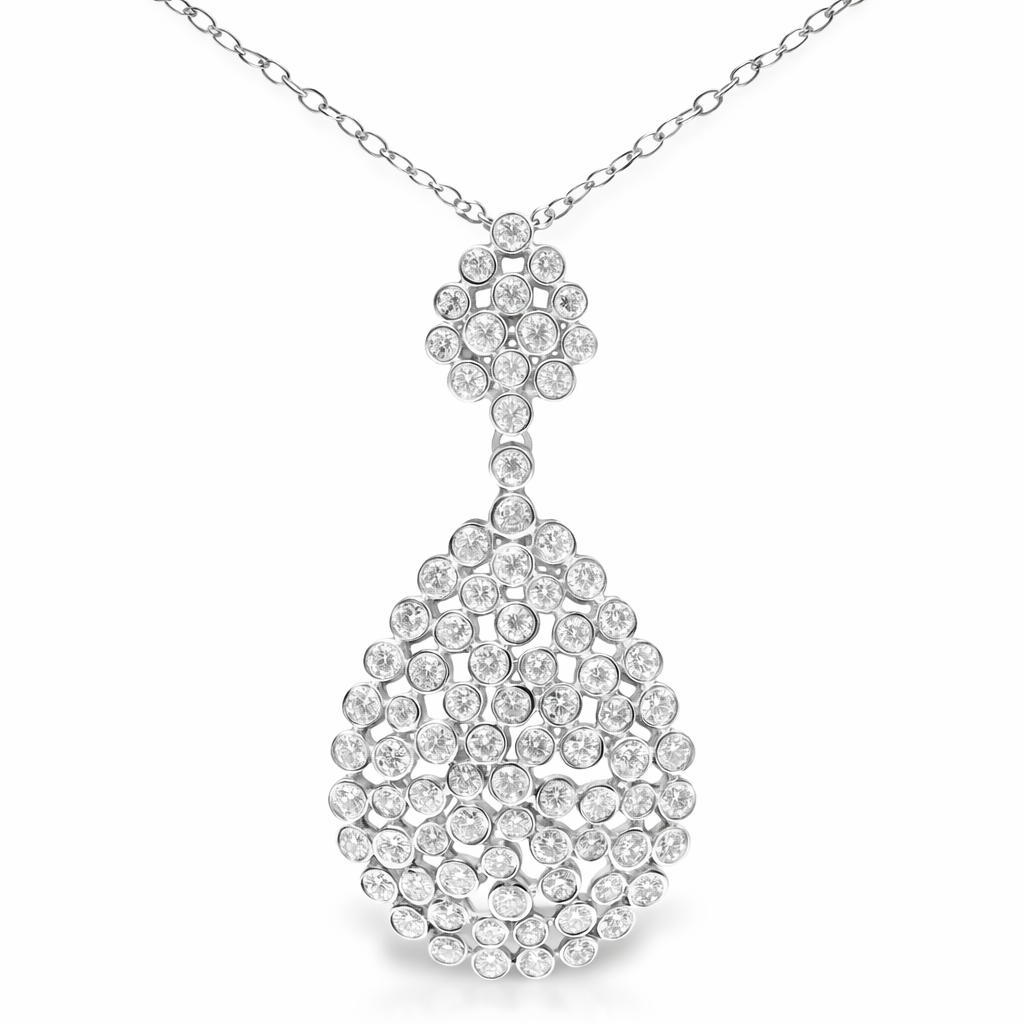 3.05CT Diamond Pendant 18k White Gold