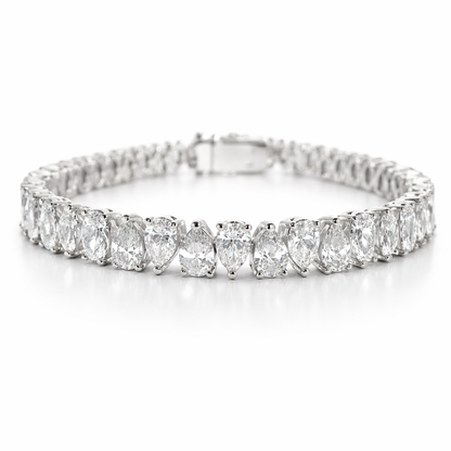 10.37CT Pear Shape Lab Diamond Bracelet 14k White Gold