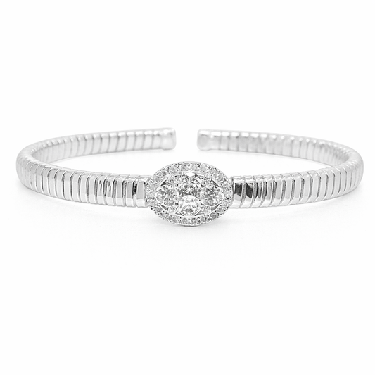 0.64CT Diamond Bangle 14k White Gold