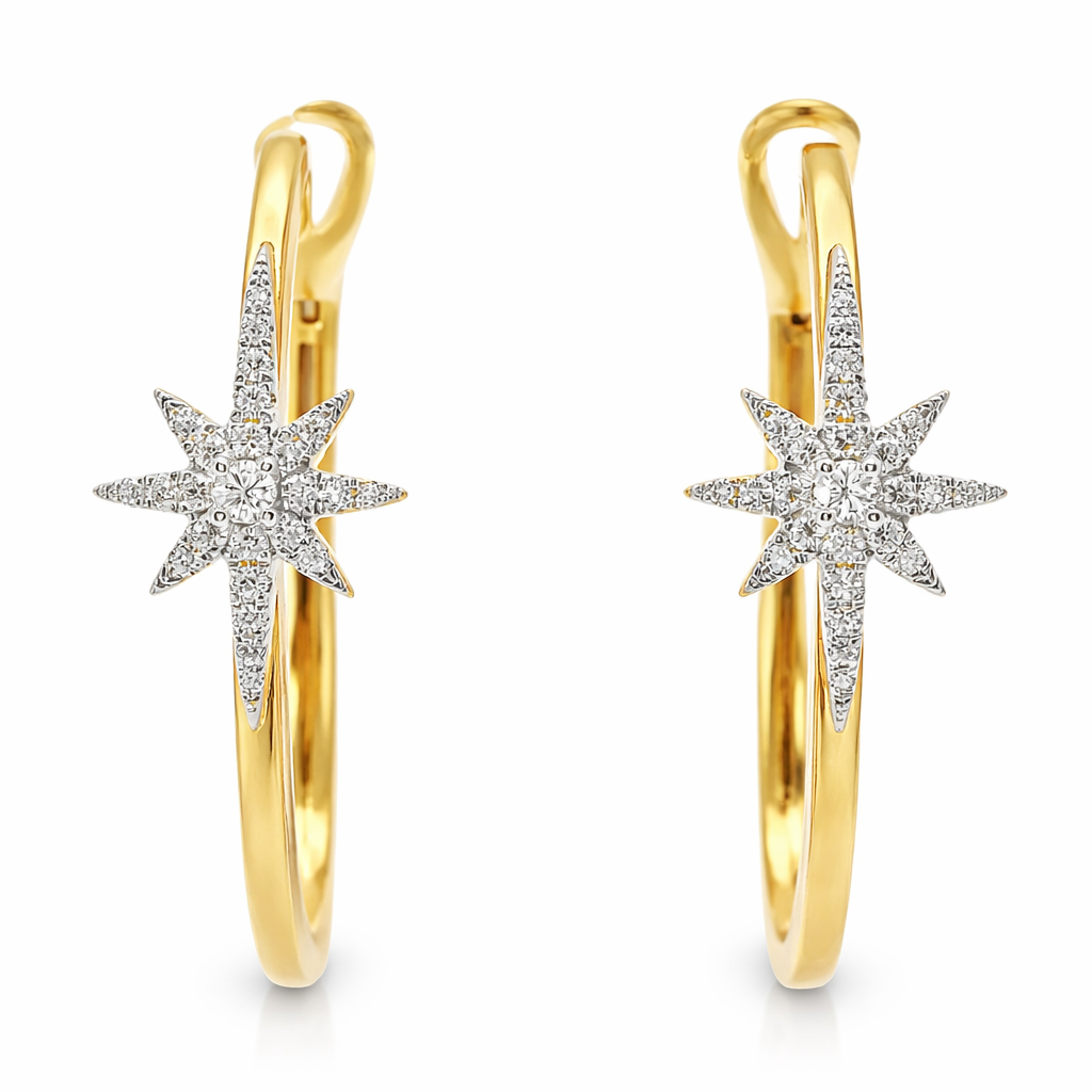 0.24CT Diamond  14k Yellow Gold Earring
