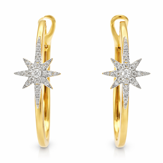 0.24CT Diamond  14k Yellow Gold Earring