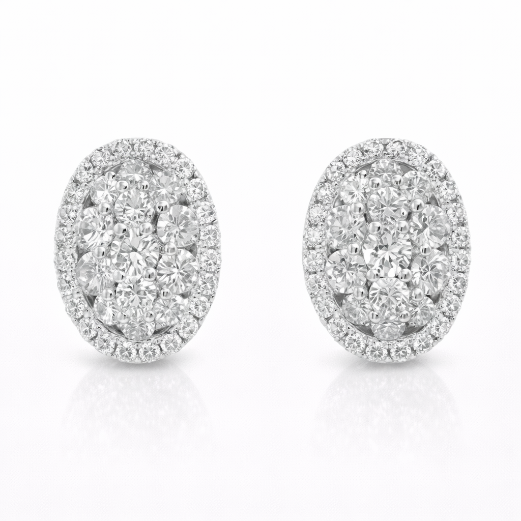 1.09CT Diamond  14k White Gold Earring