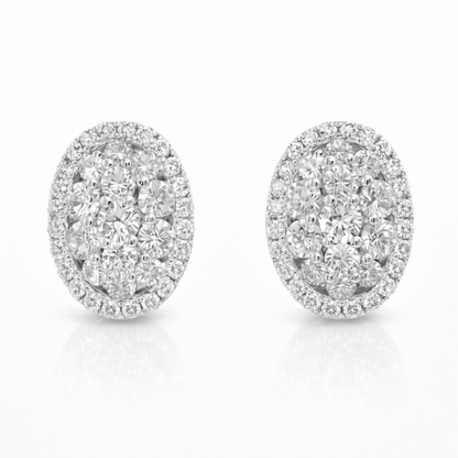 1.09CT Diamond  14k White Gold Earring