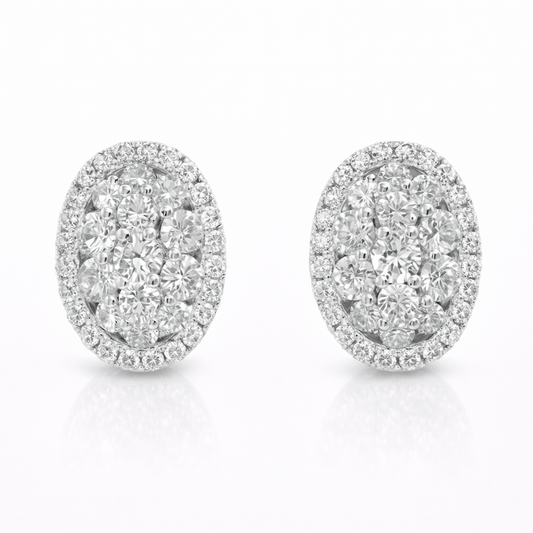 1.09CT Diamond  14k White Gold Earring