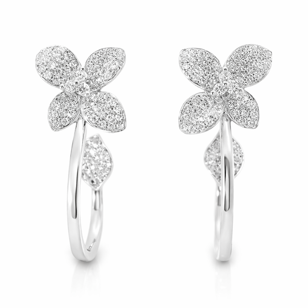 0.67CT Diamond  14k White Gold Earring