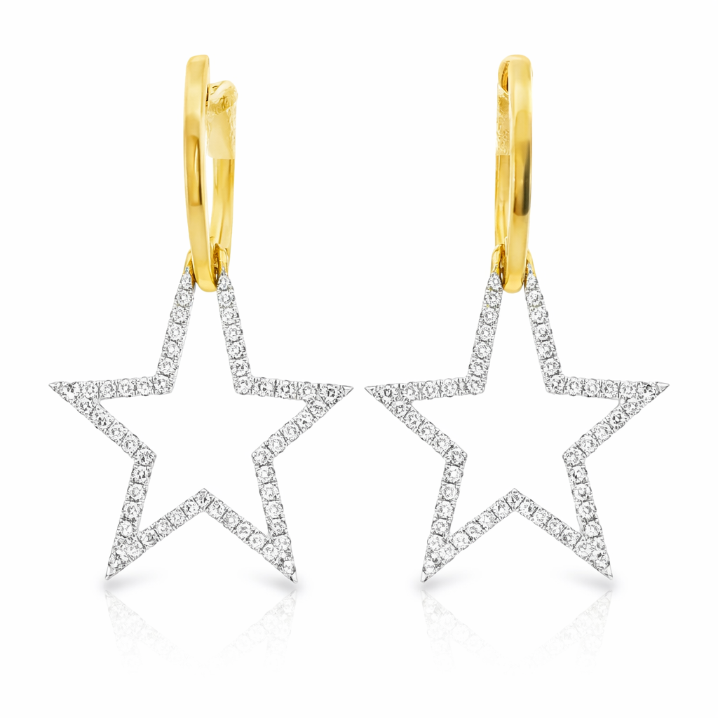 0.31CT Diamond  Star Earring 18k Yellow Gold
