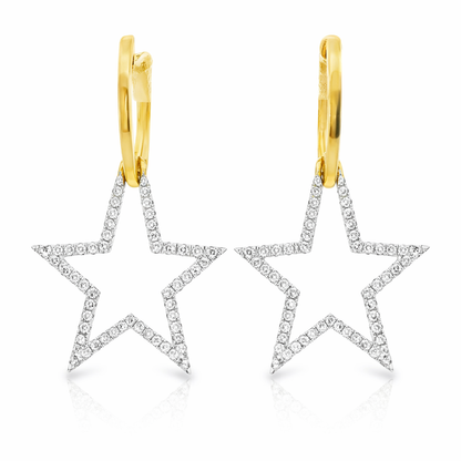 0.31CT Diamond  Star Earring 18k Yellow Gold