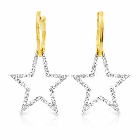 0.31CT Diamond  Star Earring 18k Yellow Gold