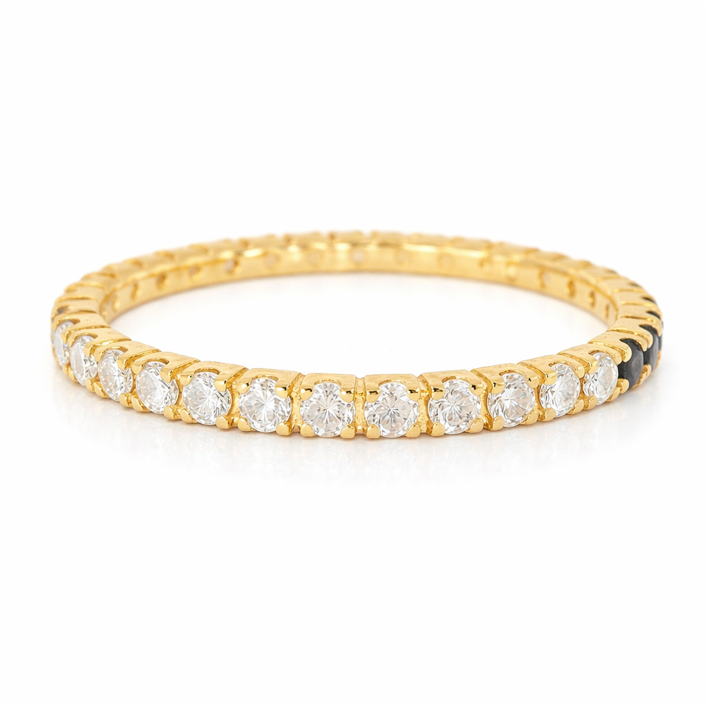 0.25CT Diamond & 0.29CT Blue Sapphire Ring 18k Yellow Gold