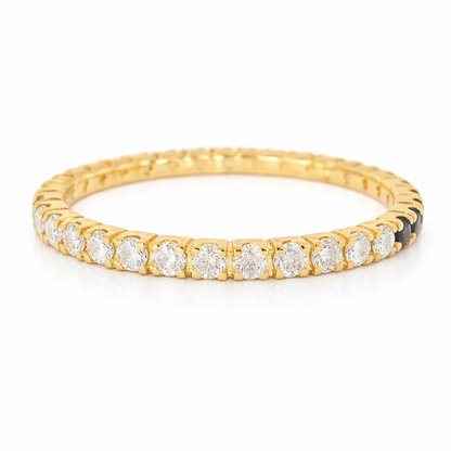 0.25CT Diamond & 0.29CT Blue Sapphire Ring 18k Yellow Gold