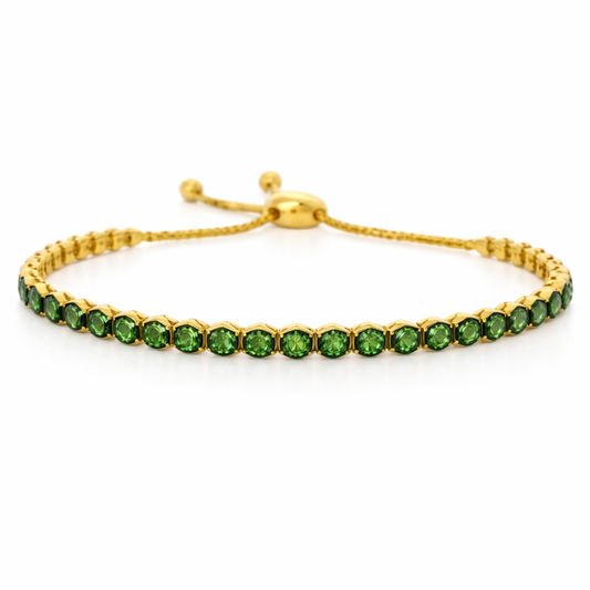 1.05CT Tsavorite Zip Bracelet 14K Yellow Gold