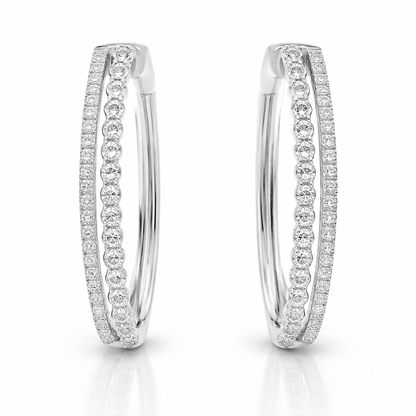 0.80CT Diamond HOOP 14k White Gold Earring