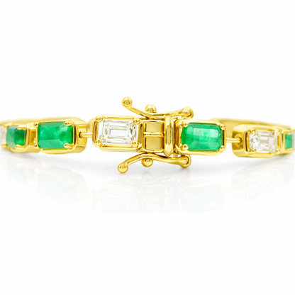 1.85CT Lab Diamond 4.25CT Emerald Cut 14K Yellow Gold Bracelet