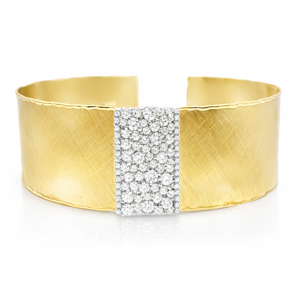 1.67CT Diamond Bangle 14k Yellow Gold