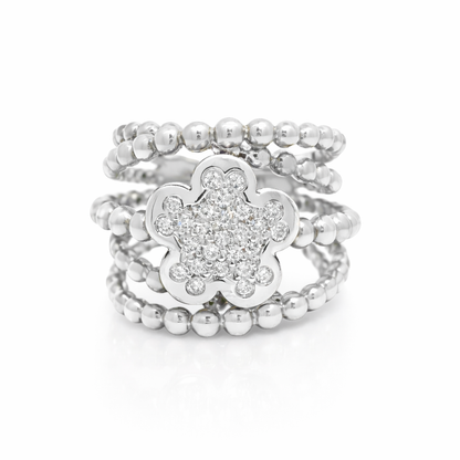 0.33CT Diamond Flower Ring 14K Gold